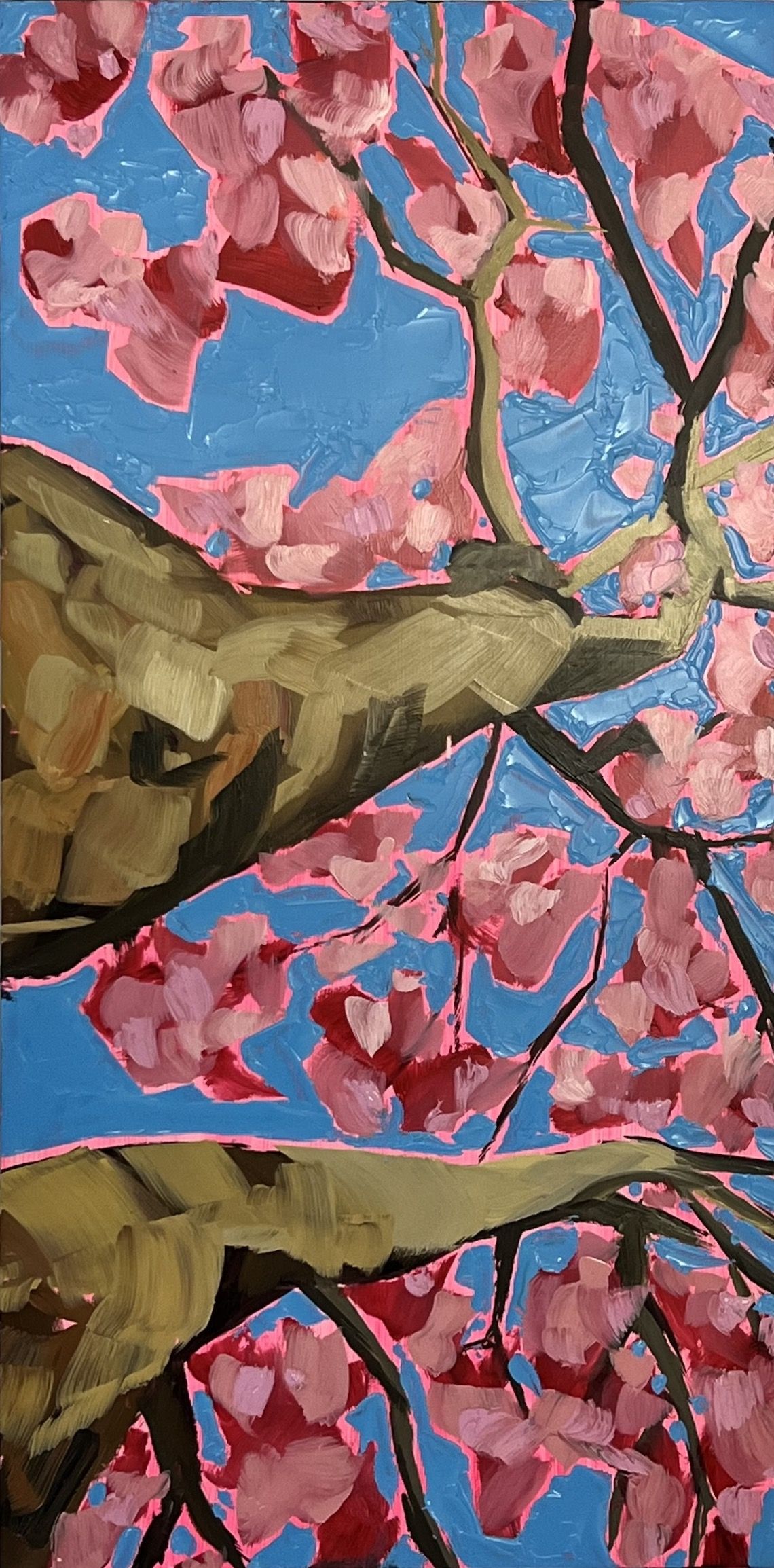 Looking Up Through Pink Blossom to Feel Hope by Emily Finch