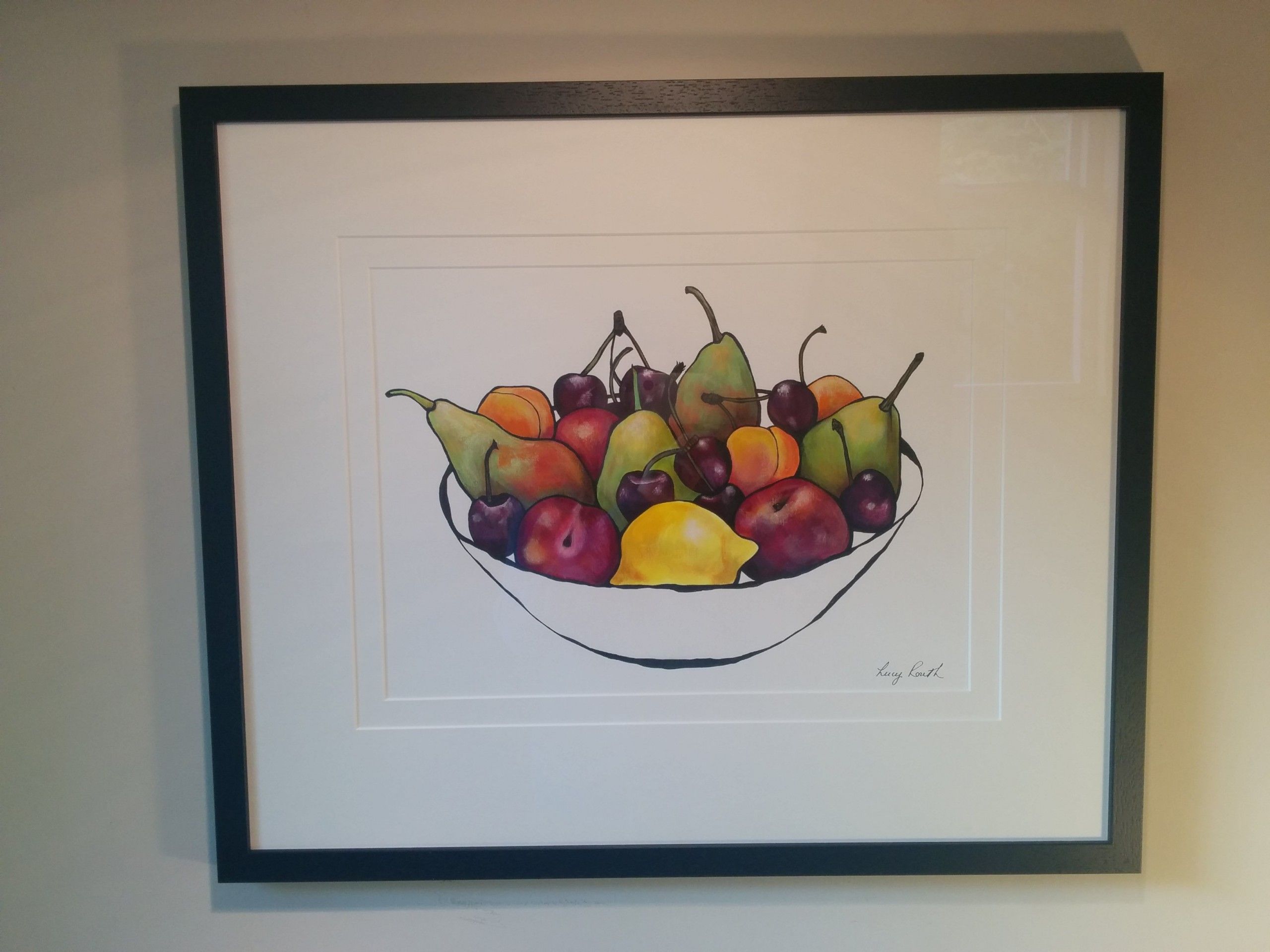 Fruit bowl with cherries by Lucy Routh