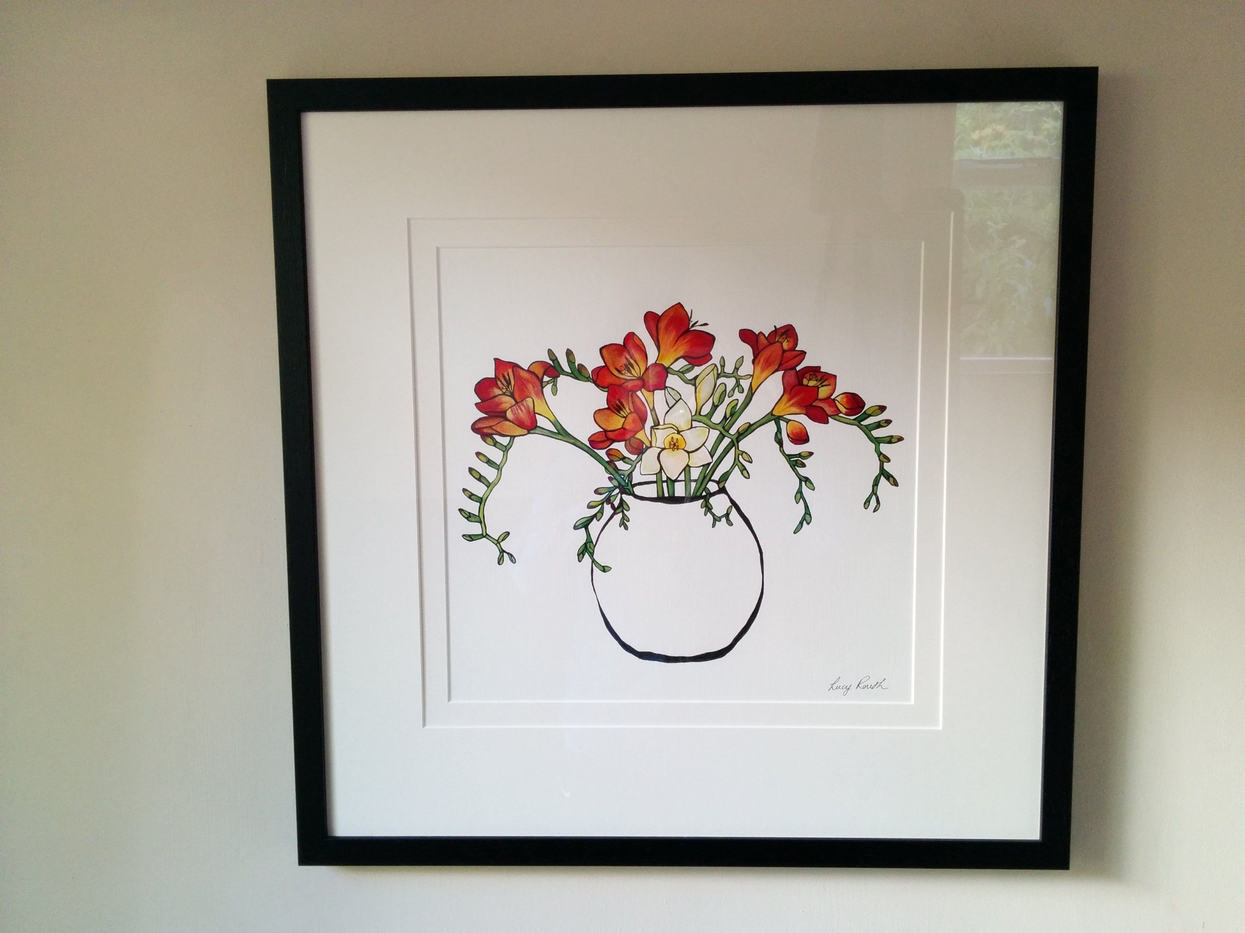 Red Freesias by Lucy Routh