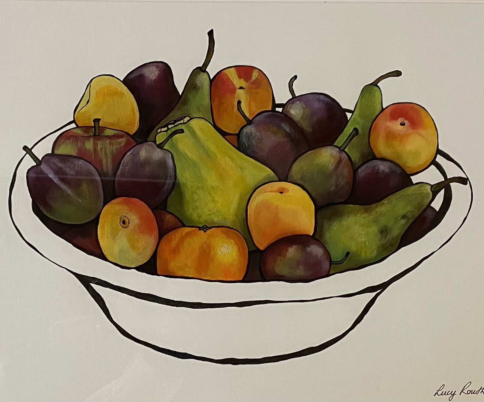 Fruit bowl with papaya by Lucy Routh