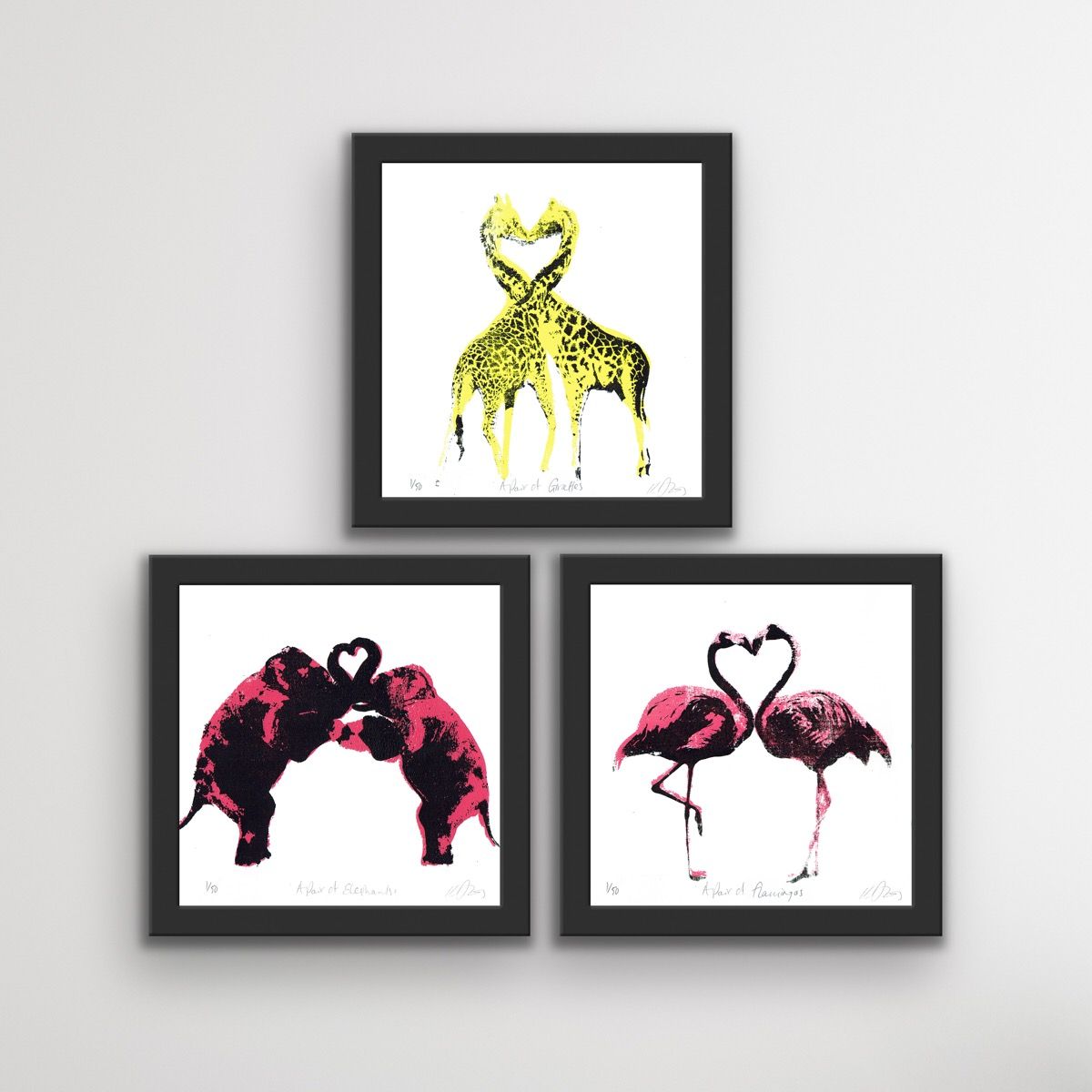A Pair of Flamingos, A Pair of Giraffes and A Pair of Elephants by Katie Edwards