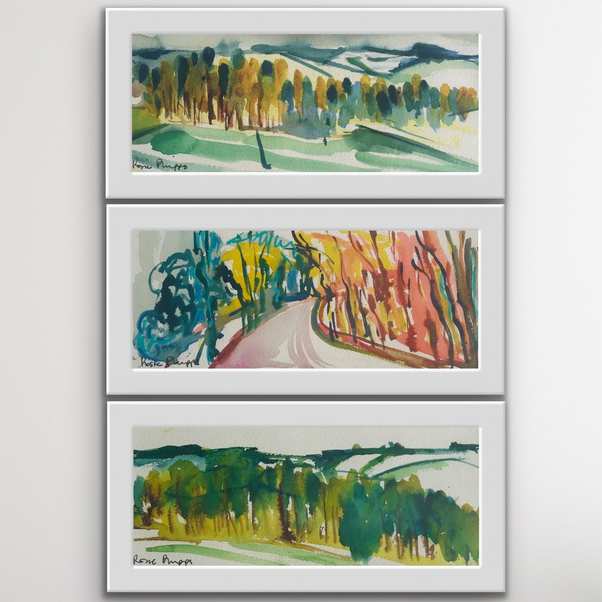 Cotswold Trees I, II and III by Rosie Phipps