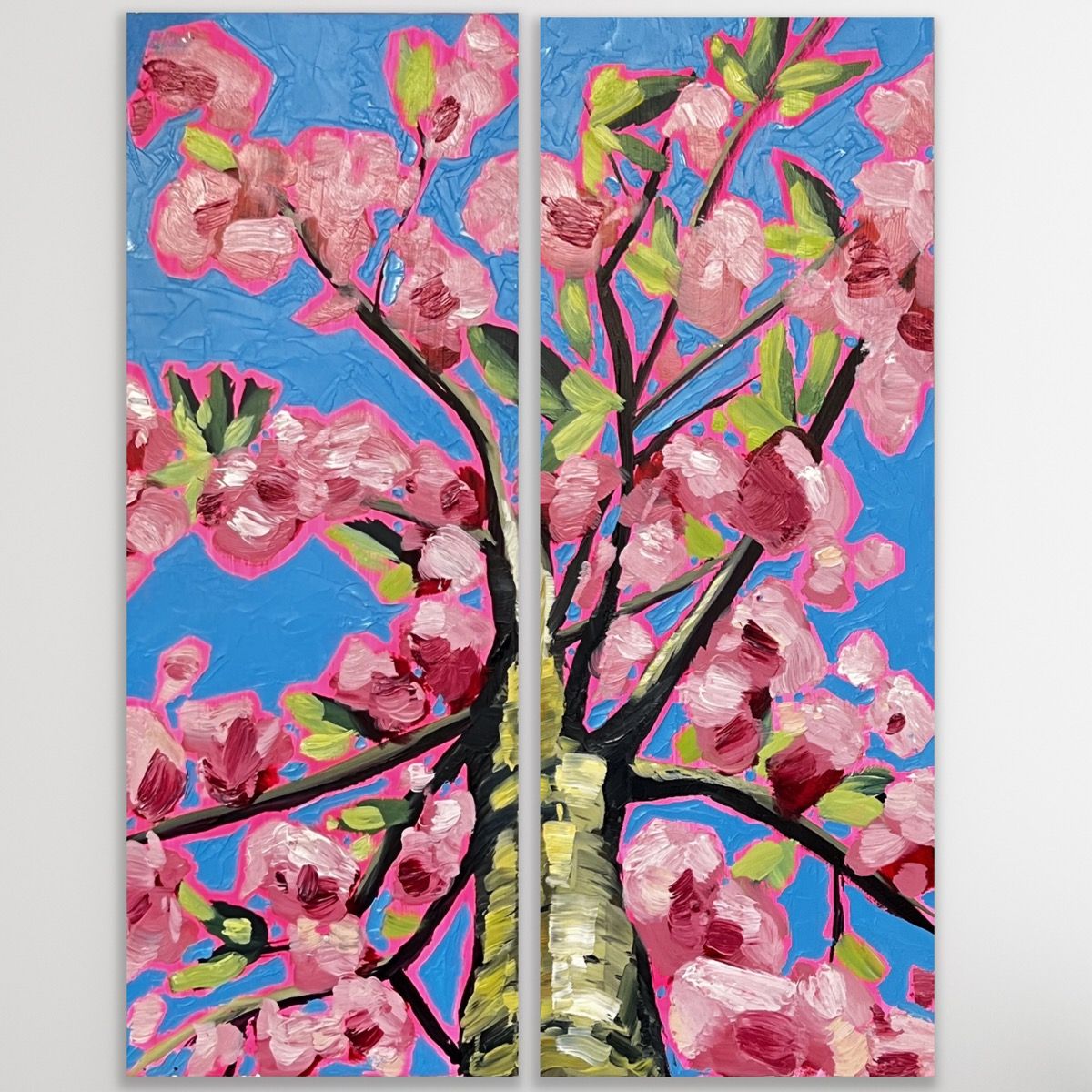Looking Up Through Pink Blossom by Emily Finch