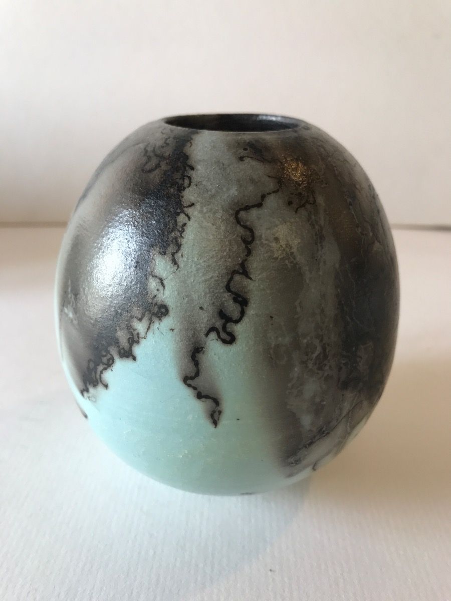 Duck Egg Blue Horse Hair Rake Ball Vase - Small by Tamsin Levene