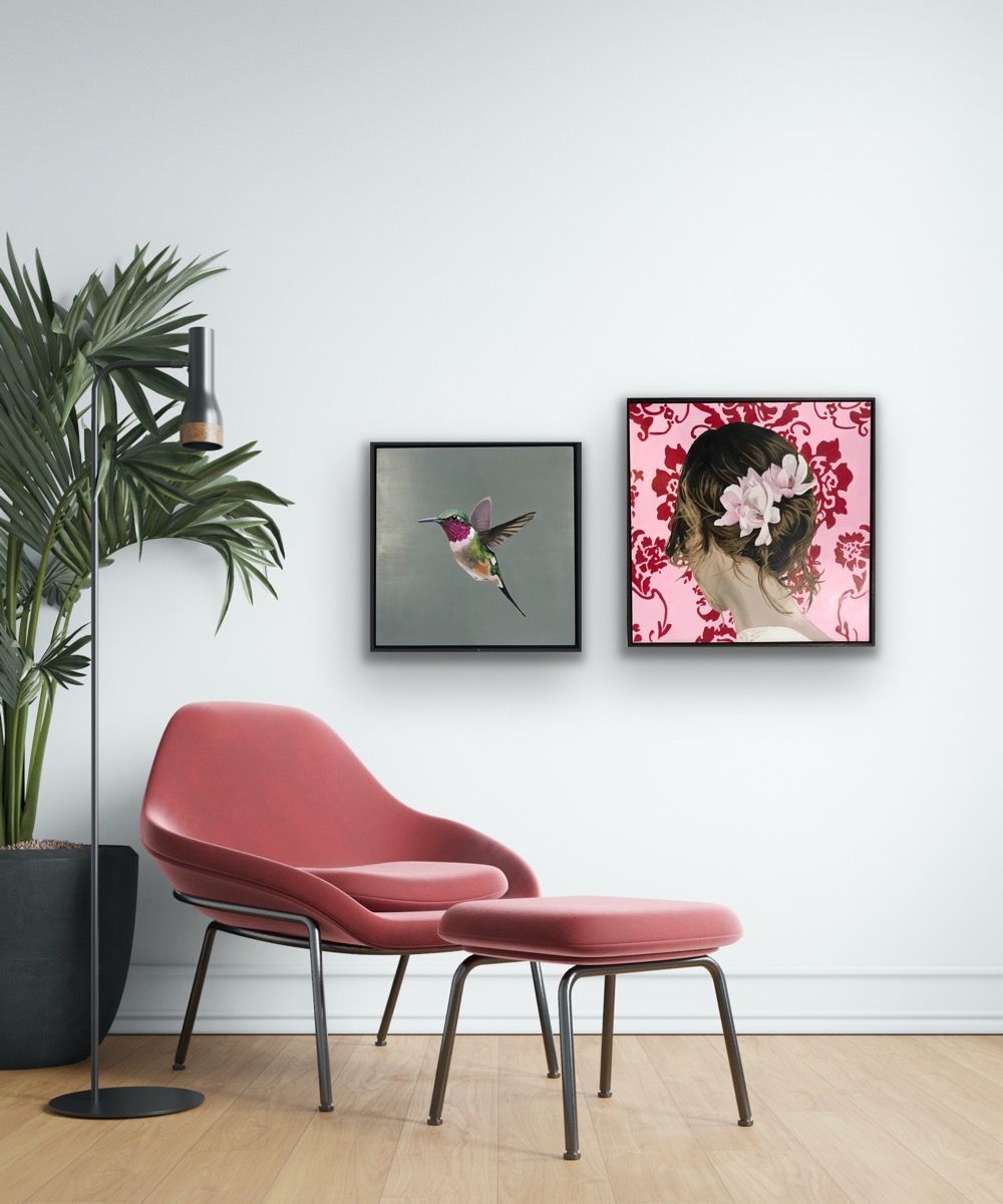 Diptych of Single hummingbird & Tuesday's Girl (Sakura) by Angela Smith - Secondary Image