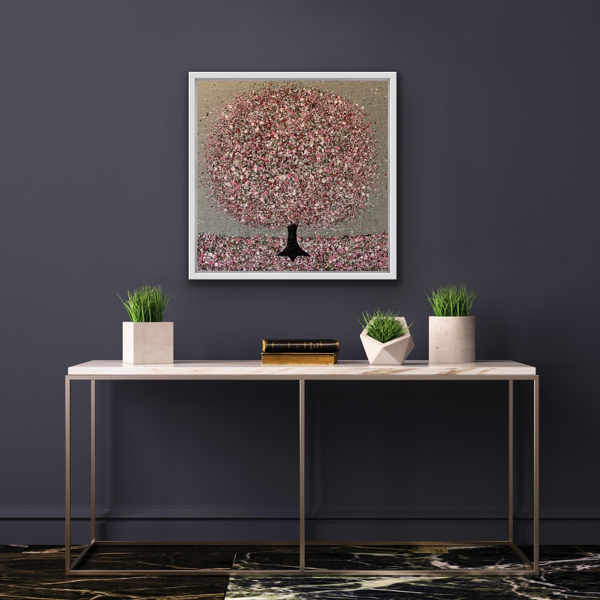 Pink Blossom on Linen II by Nicky Chubb - Secondary Image