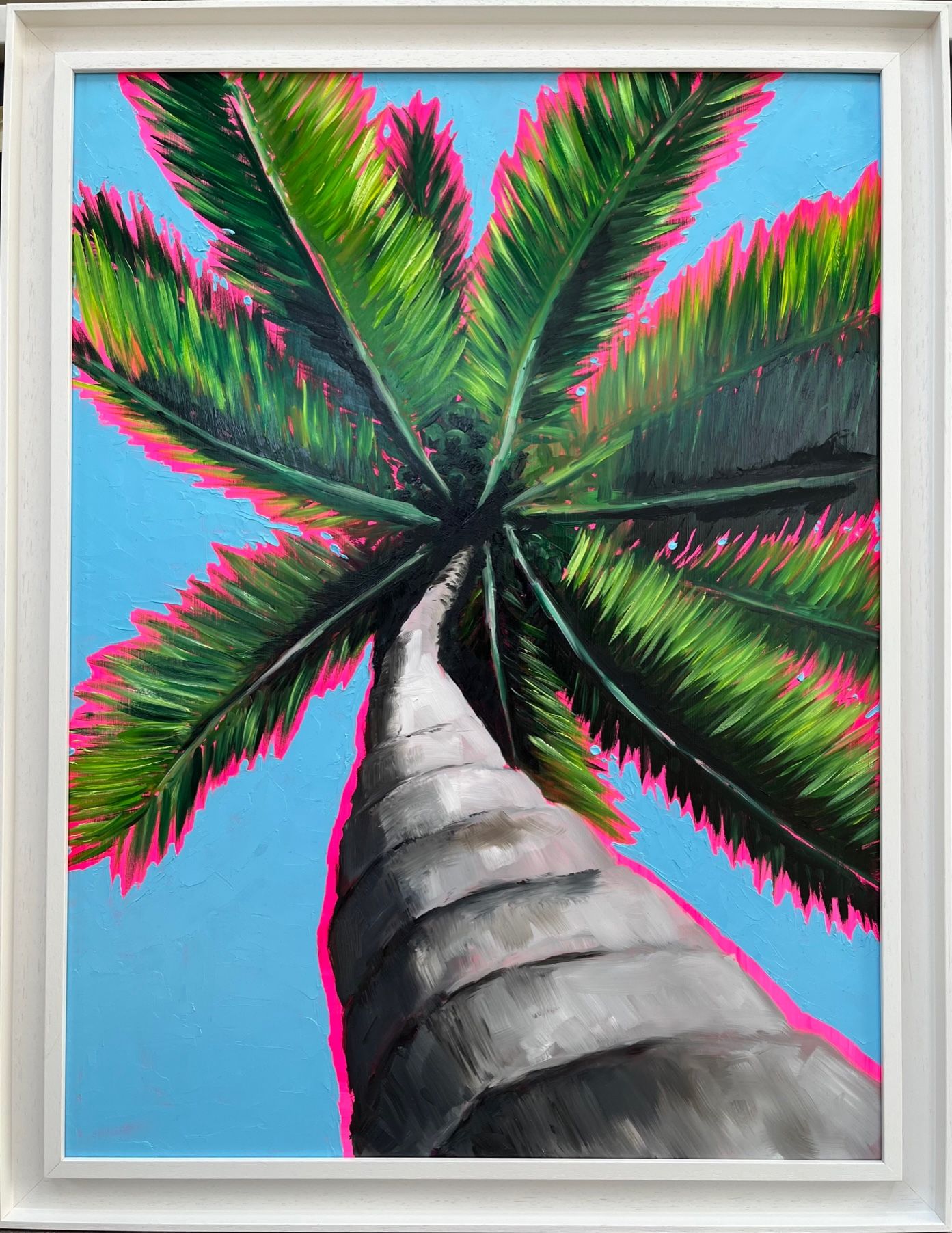 Looking up through tropical leaves to peace by Emily Finch