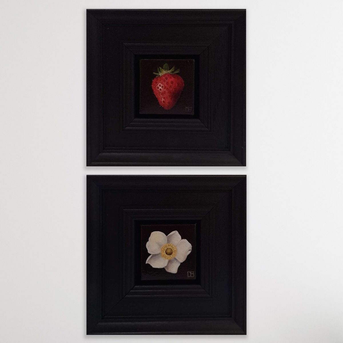 Pocket White Anemone (c) and Pocket Juicy Red Strawberry diptych by Dani Humberstone