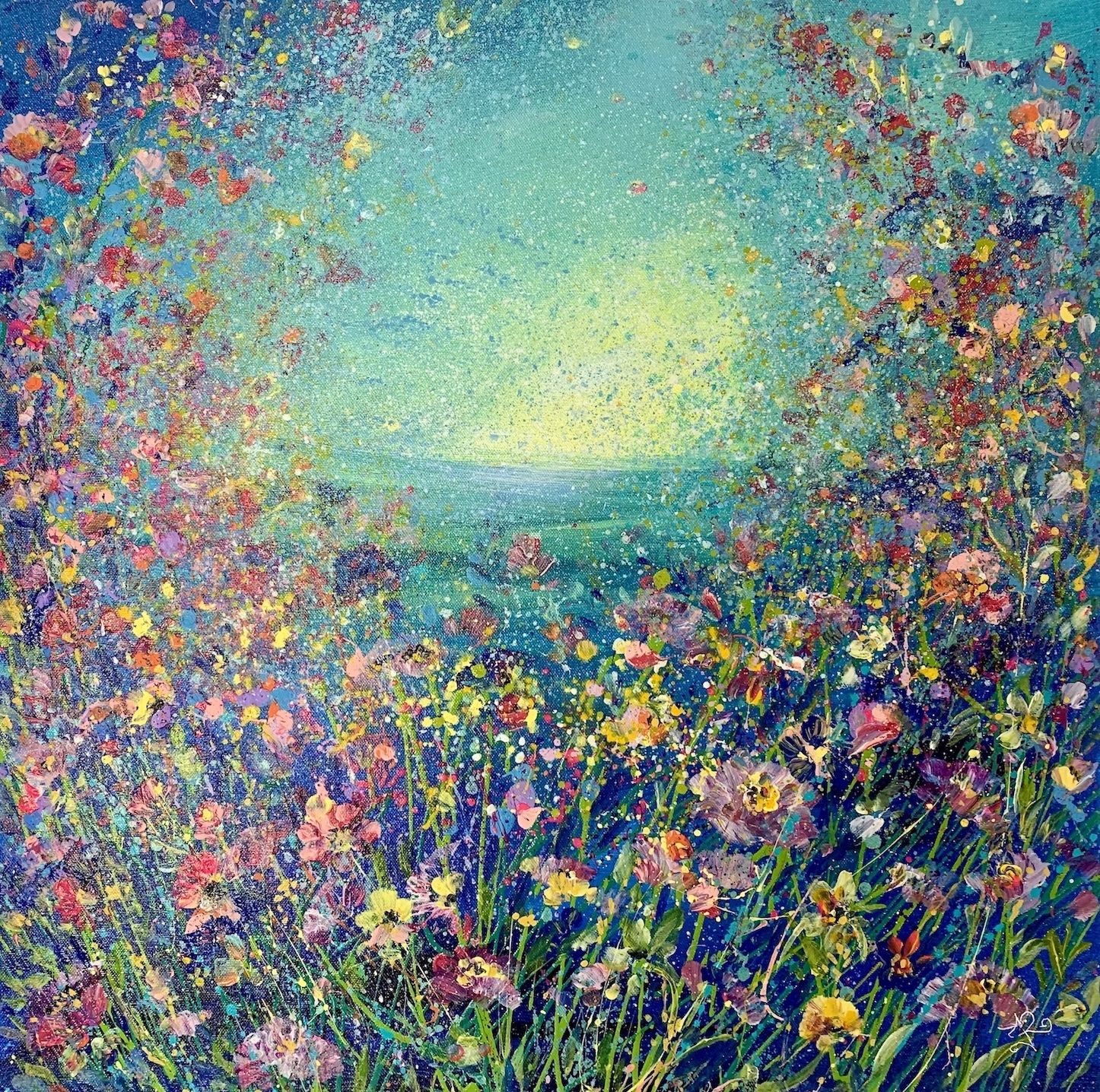 Blue Floral Meadow by Jan Rogers
