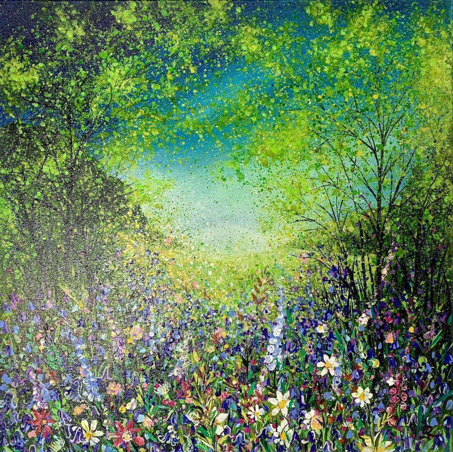 Colourful Woodland With Bluebells by Jan Rogers