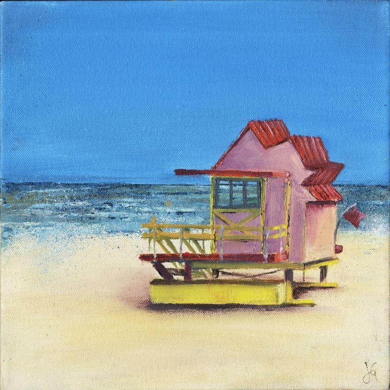 Beach Hut - Pink by Janette George
