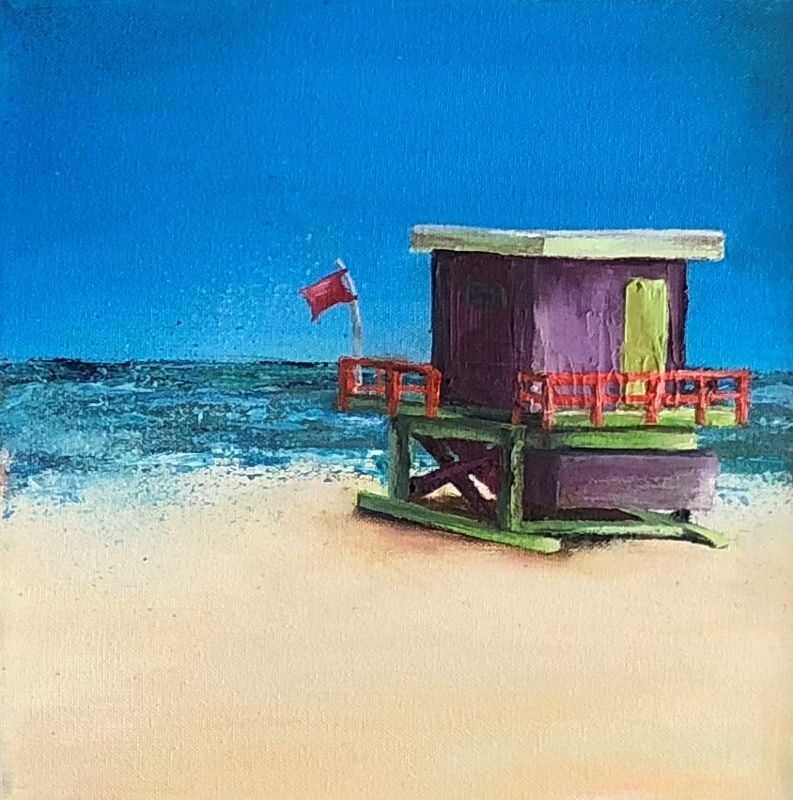 Beach Hut Purple by Janette George