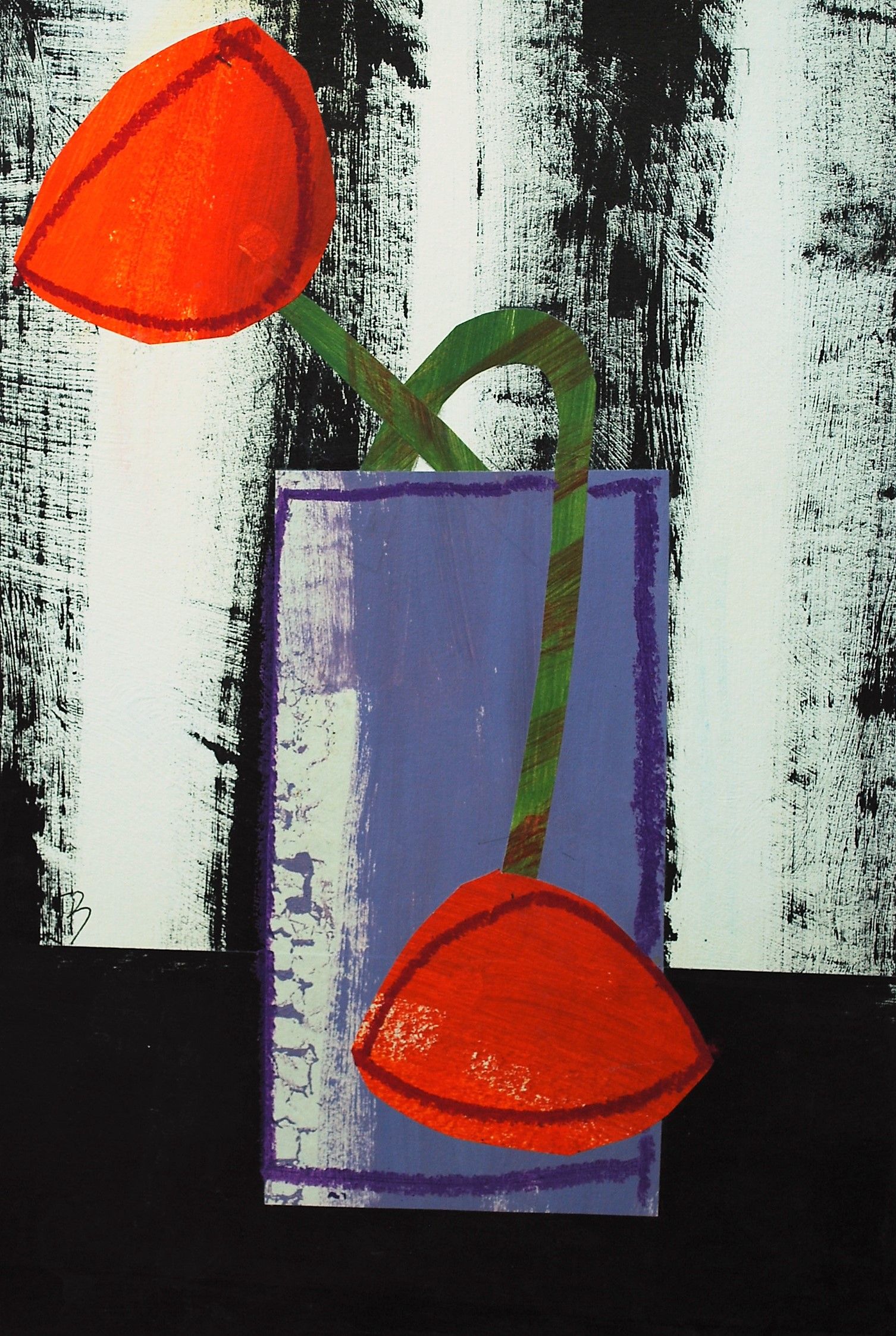 Purple Vase with Two Poppies by Jenny Balmer