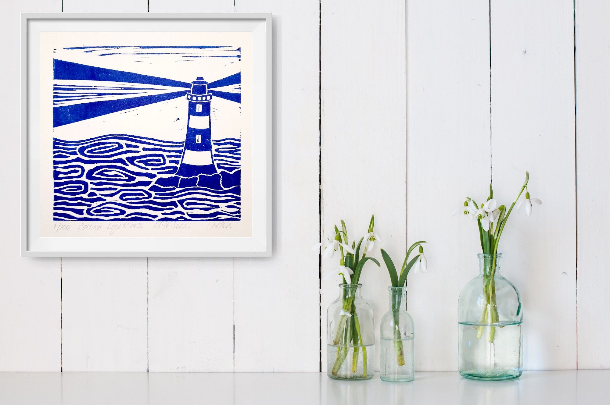 Cornish Lighthouse Square Print by Jess Harrington - Secondary Image