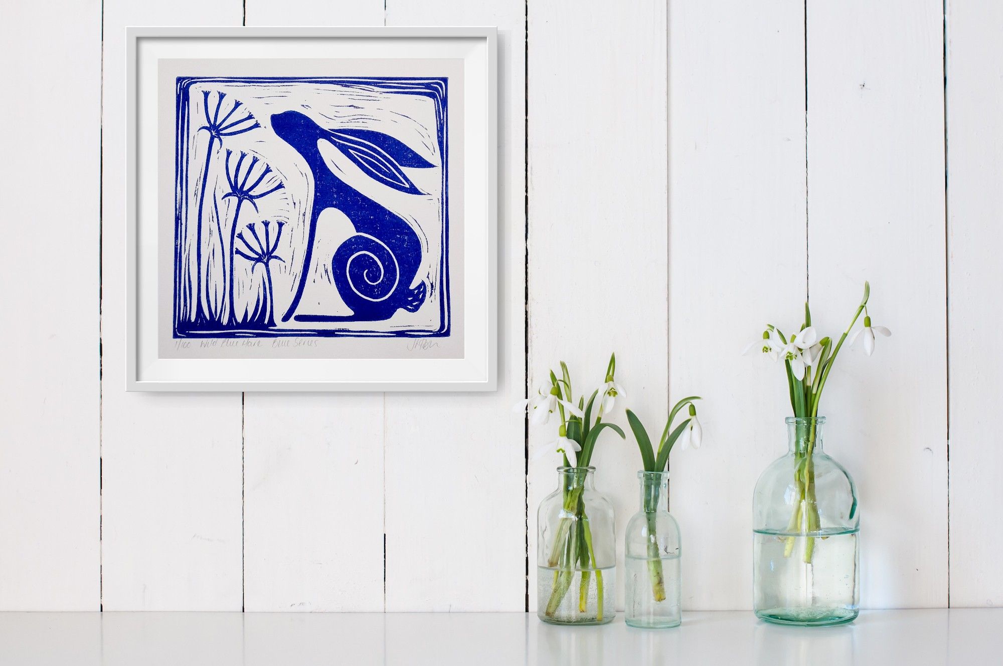 Wild Blue Hare Square Print by Jess Harrington - Secondary Image