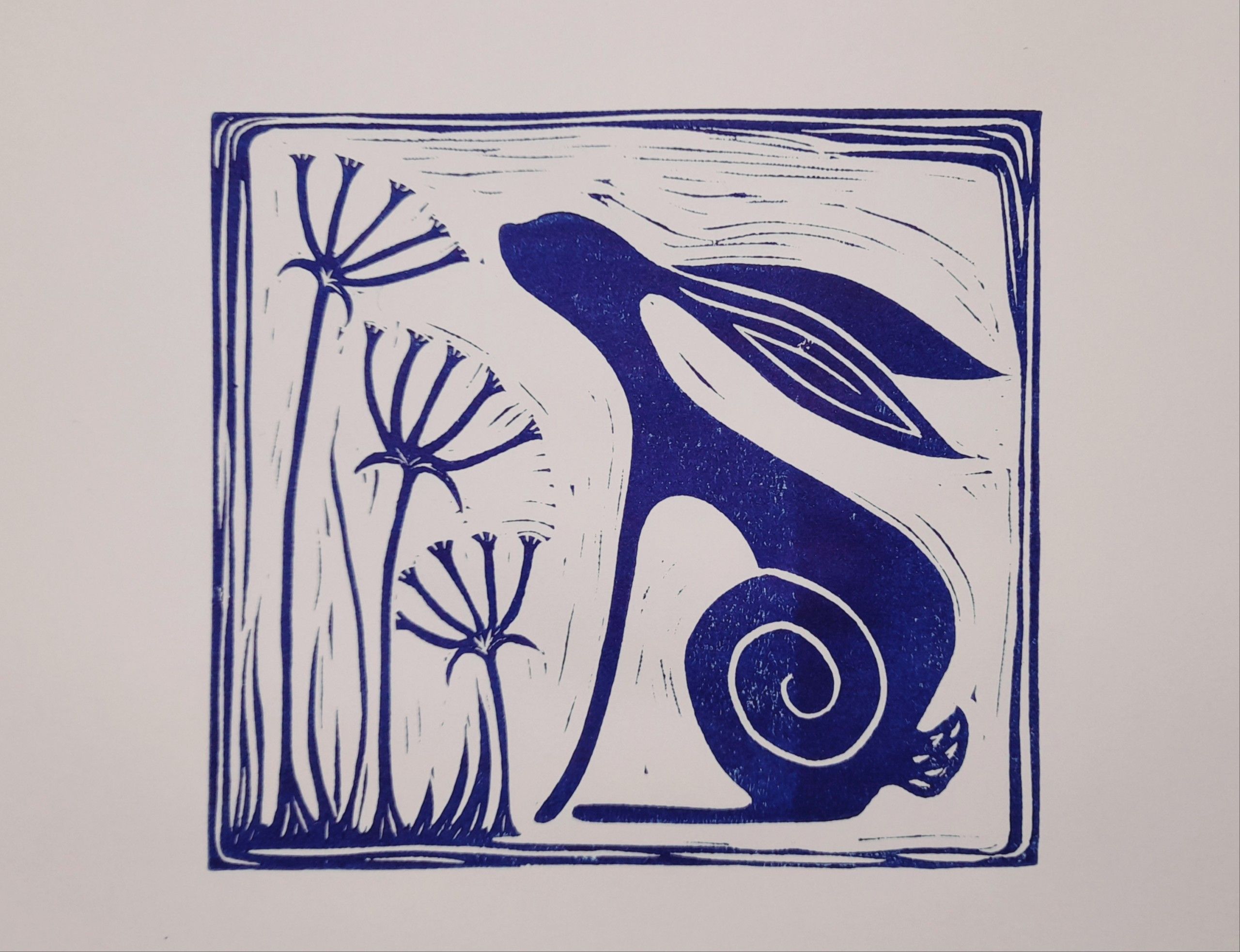 Wild Blue Hare Square Print by Jess Harrington