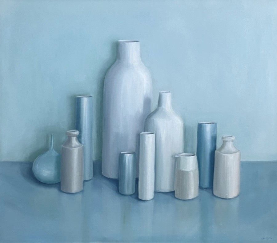 Clustered pale pots by Jonquil Williamson