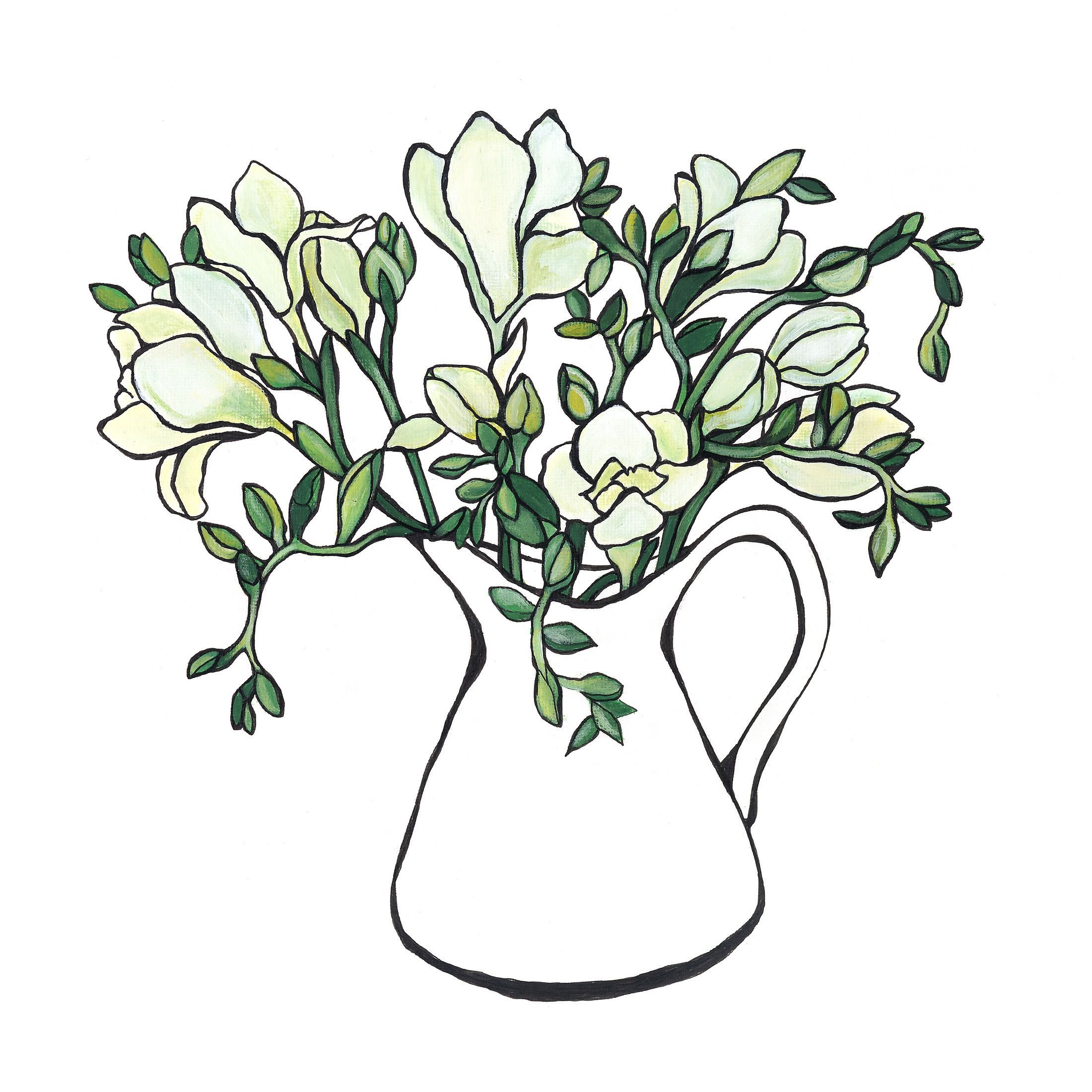 Jug of Freesias by Lucy Routh