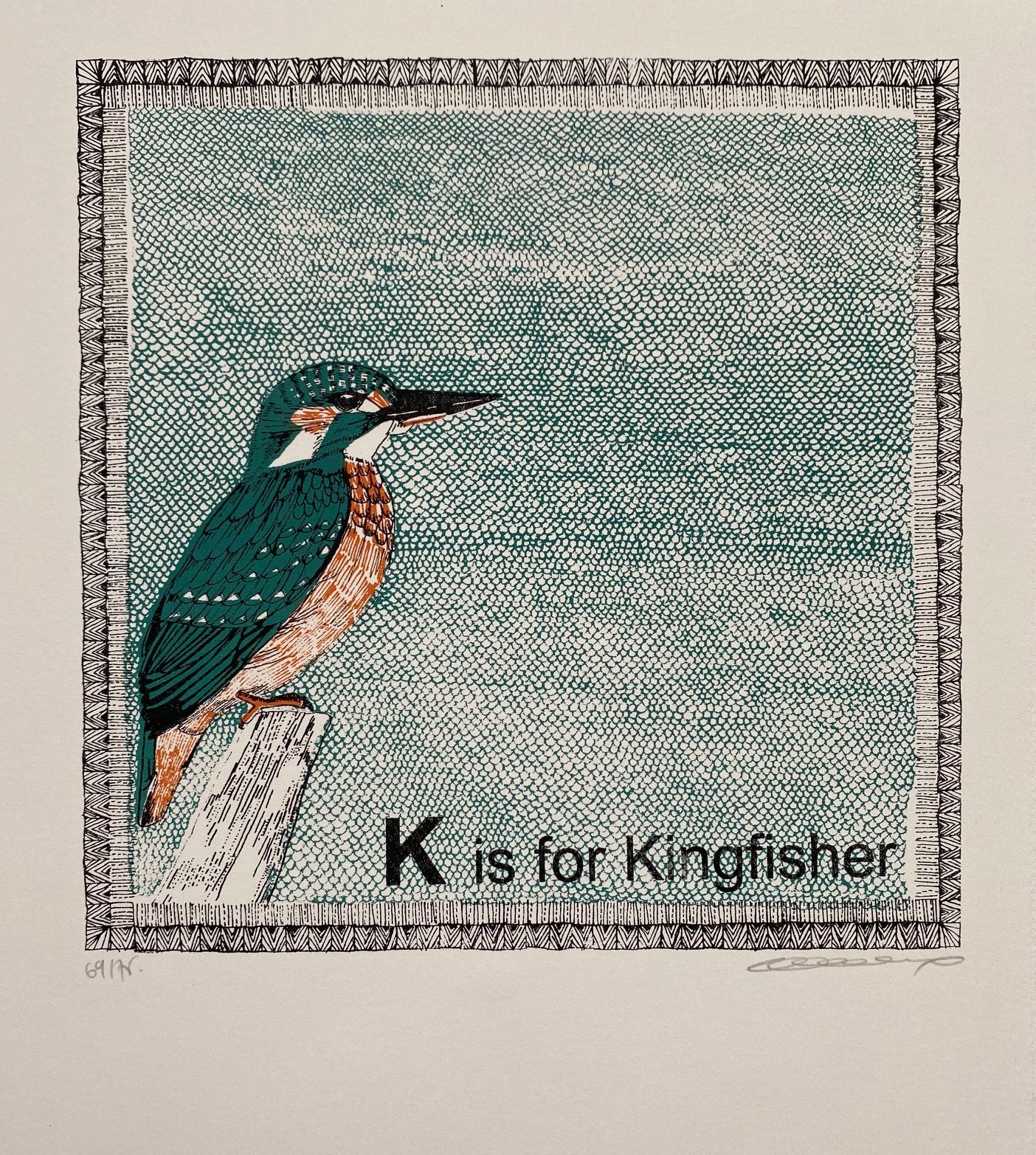 K is for Kingfisher (small) by Clare Halifax