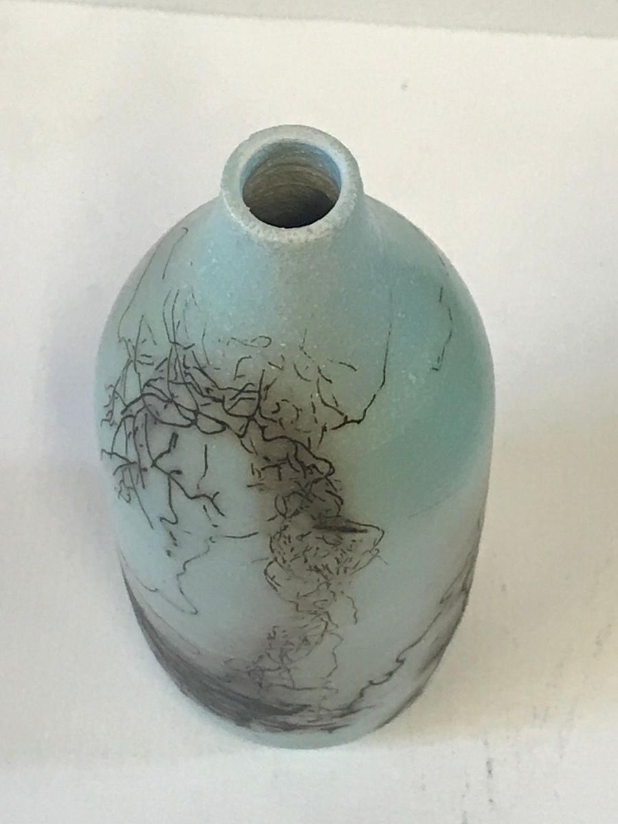 Naked Raku Pottery, Duck Egg Blue- Extra Small by Tamsin Levene - Secondary Image