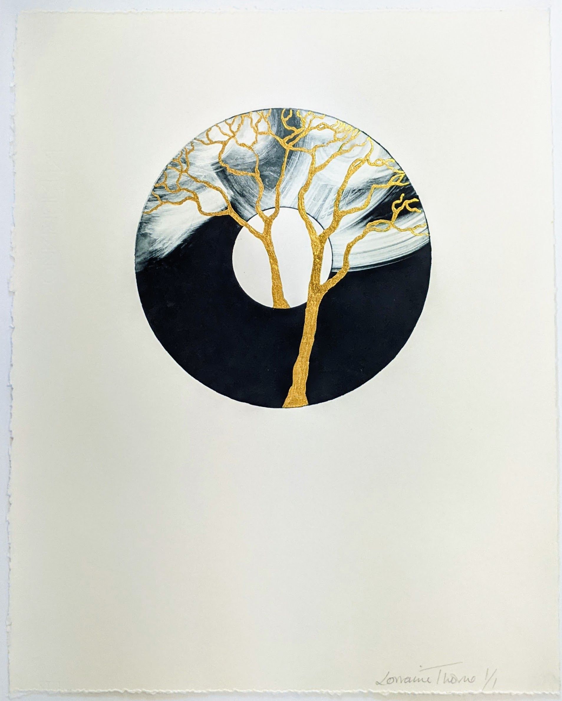 Circle of Life series Monoprint V by Lorraine Thorne
