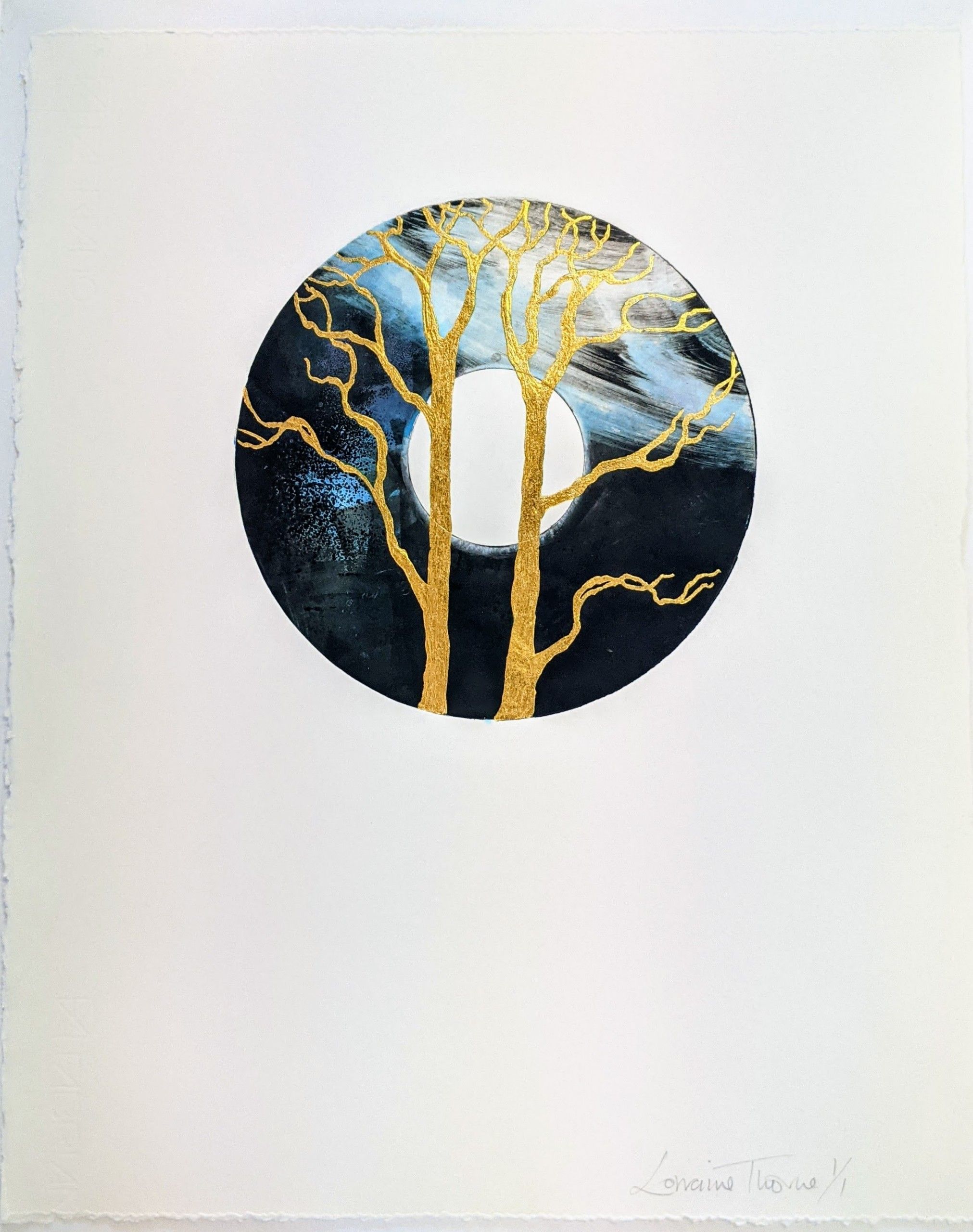 Circle of Life series Monoprint IV by Lorraine Thorne