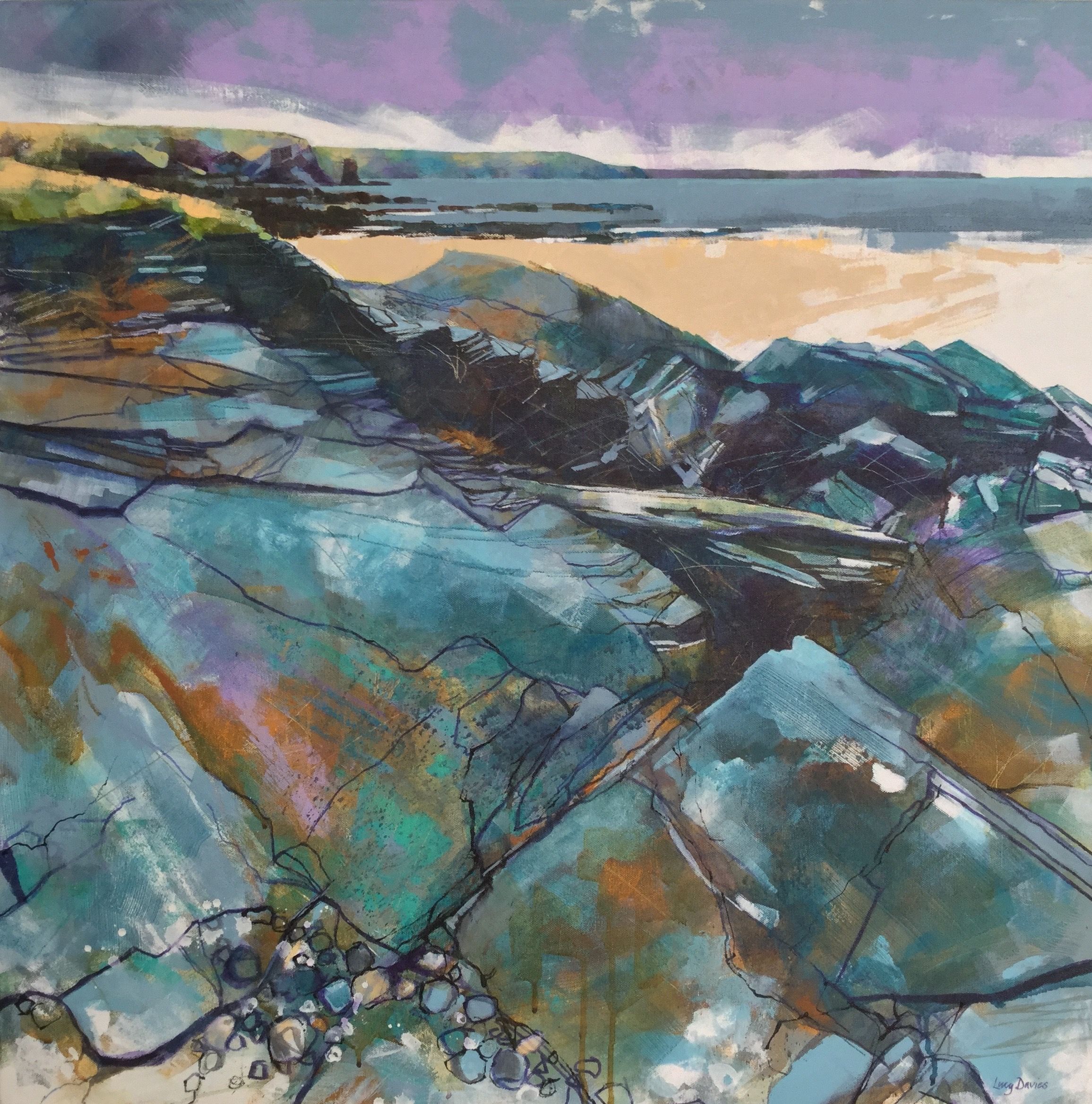 Rocks at Constantine Bay, Cornwall by Lucy Davies