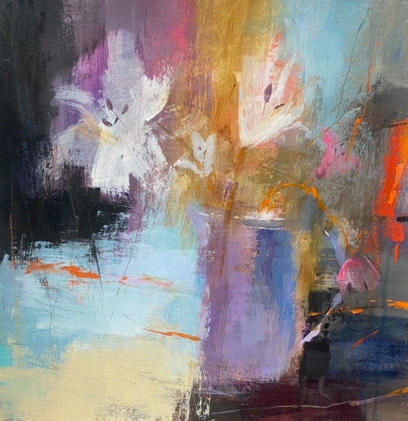 Abstracted Lilies with Orange by Luisa Holden