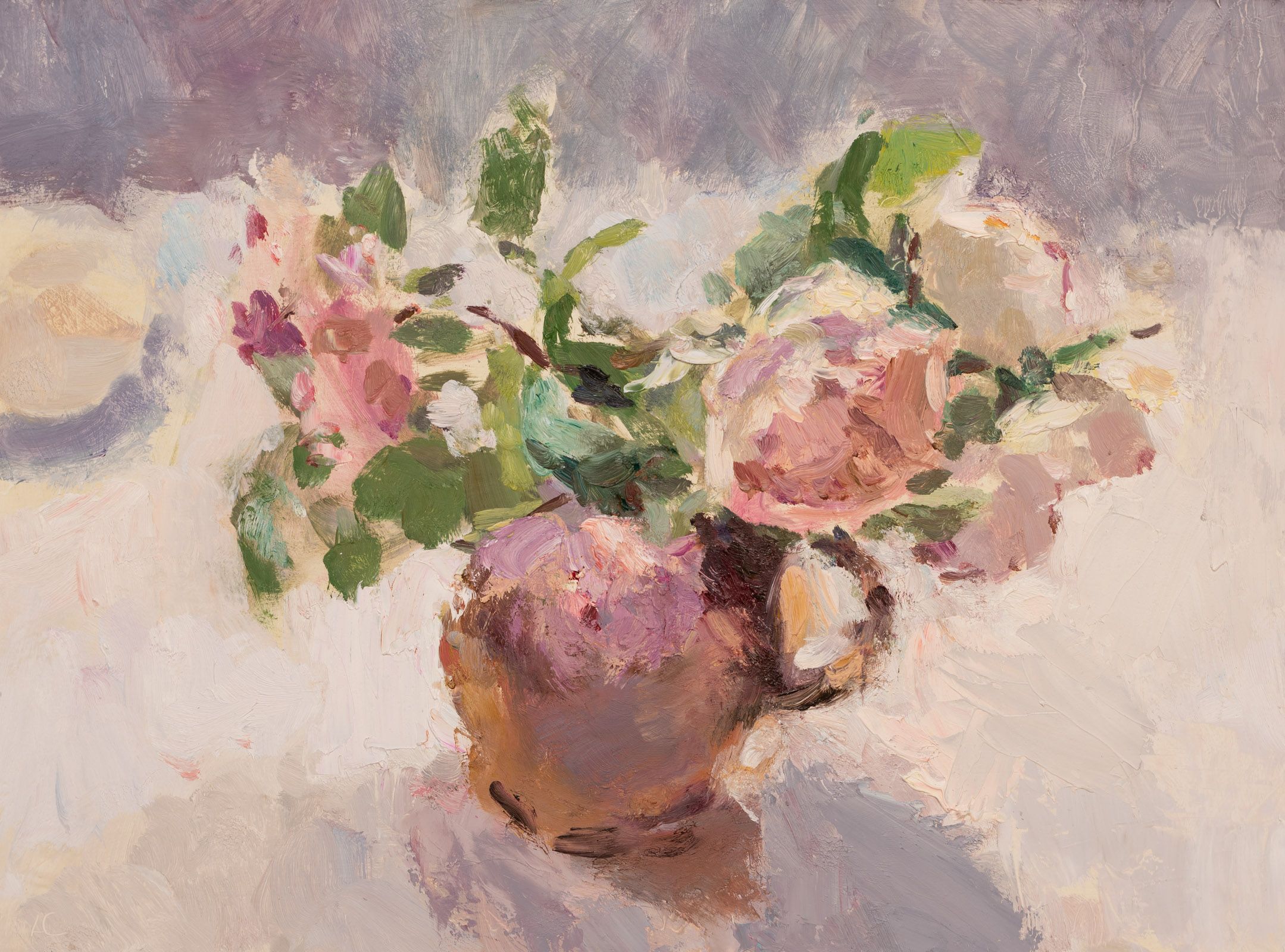 Roses in a Stoneware Jug 2 by Lynne Cartlidge
