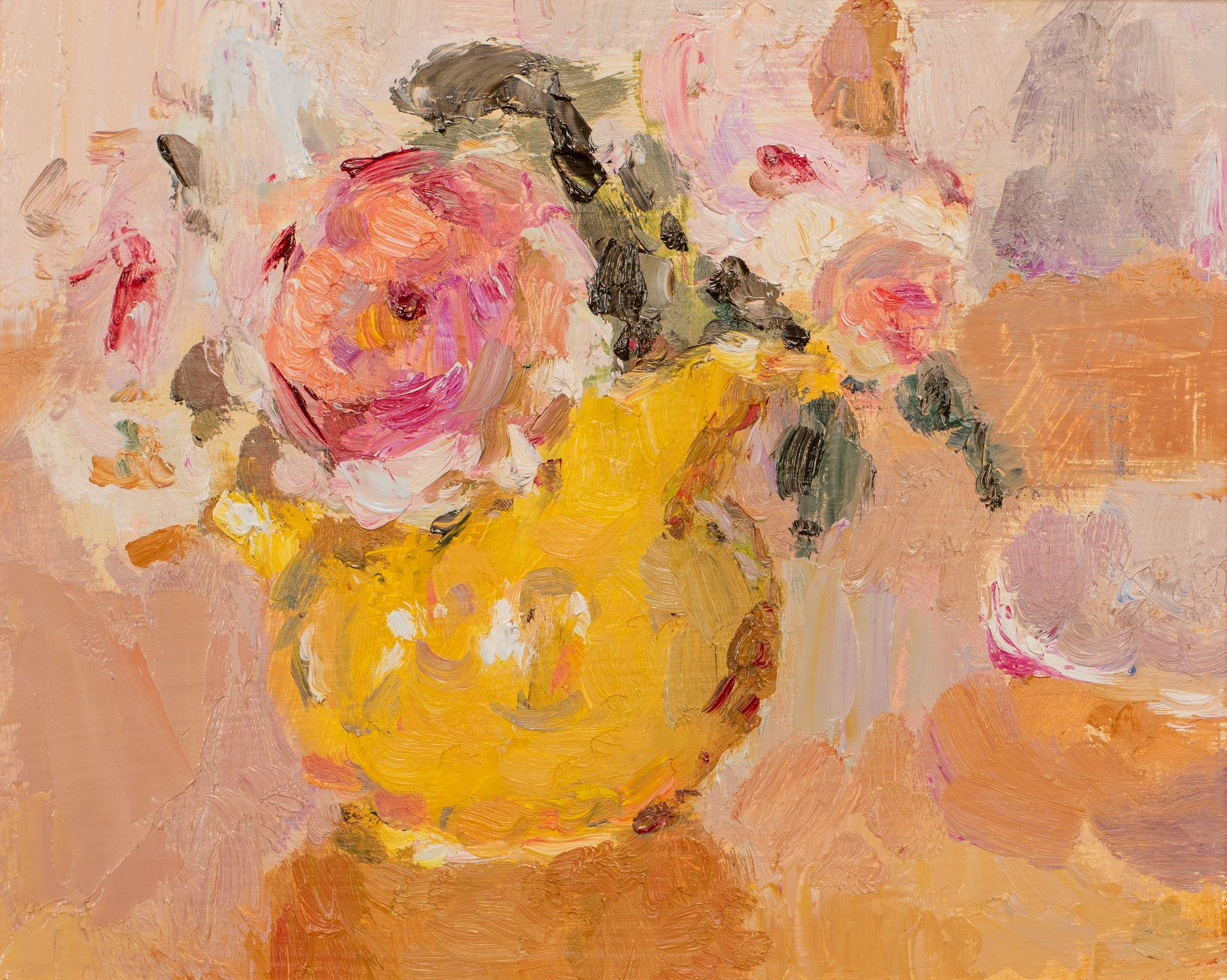 Roses in a Yellow Jug by Lynne Cartlidge