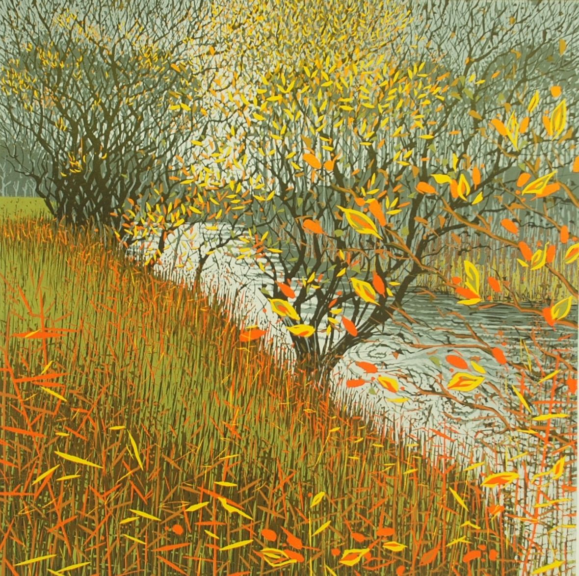 Autumn Riverbank by Mark A Pearce