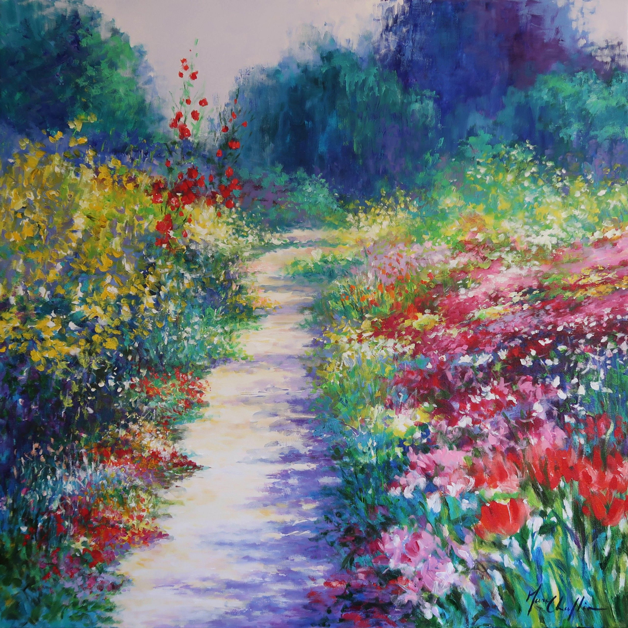 A sunny path at Monet's garden in Giverny by Mary Chaplin
