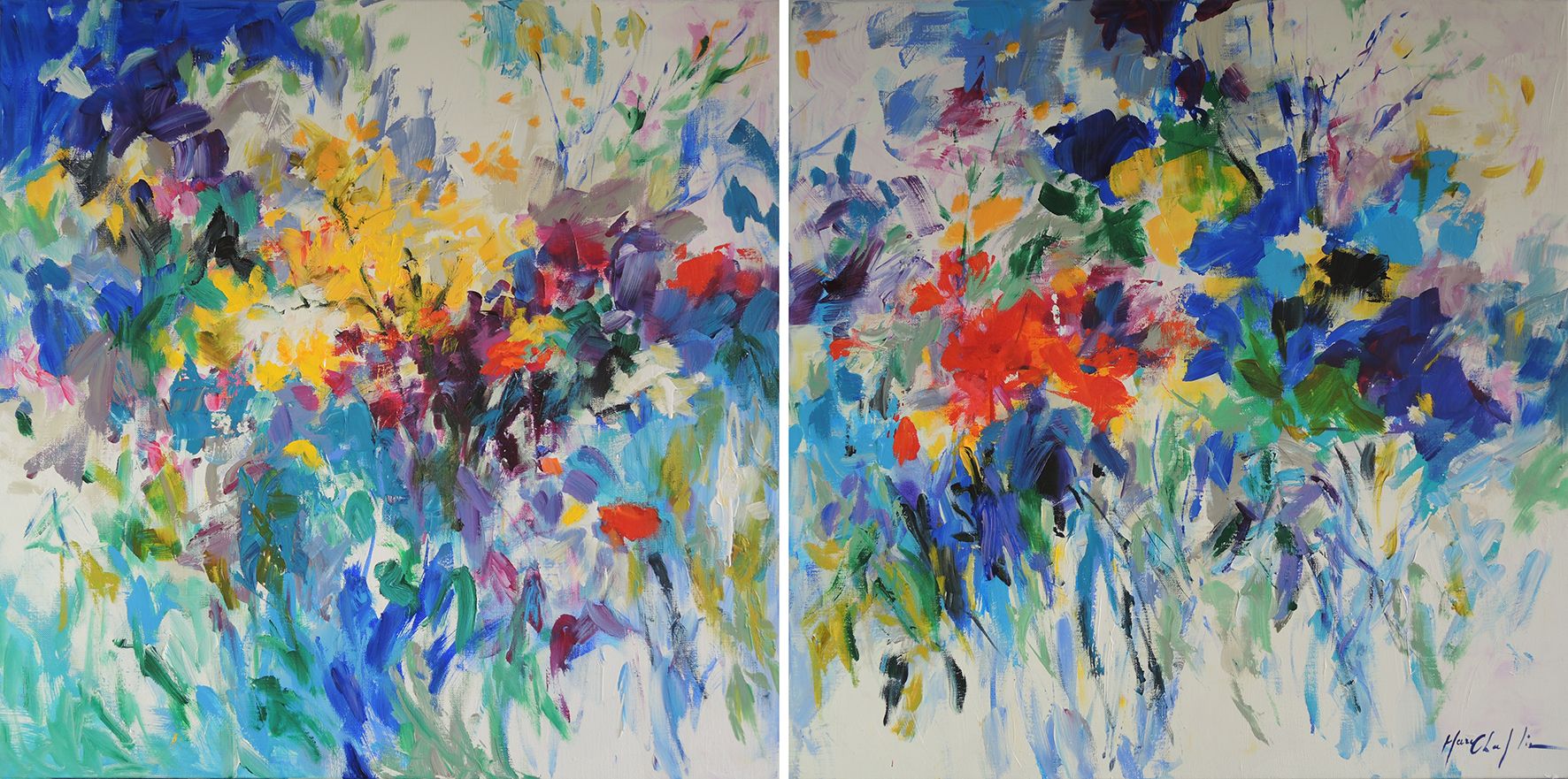 Summer feeling in blue, floral by Mary Chaplin
