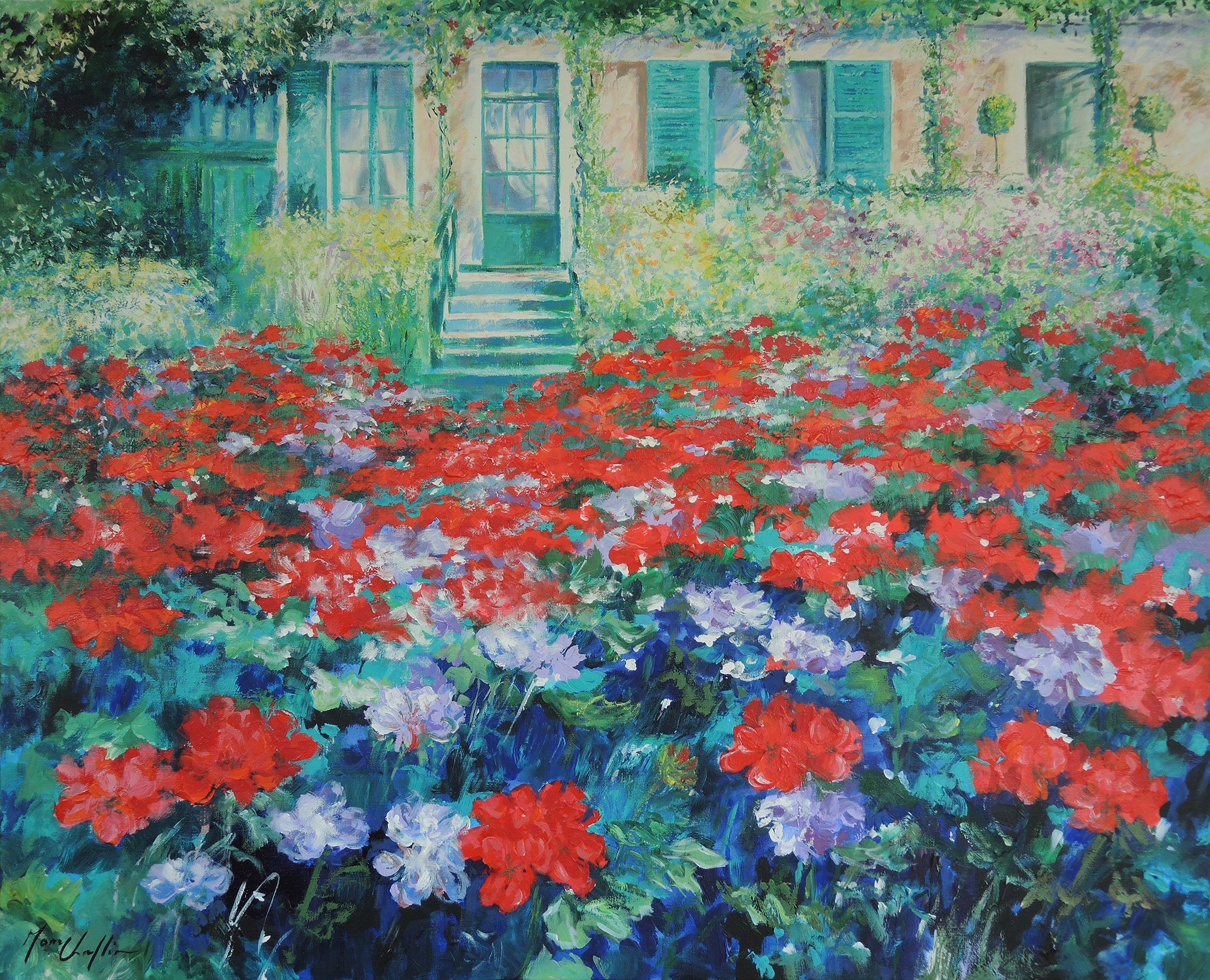 The Geranium Season at Claude Monet's House in Giverny by Mary Chaplin