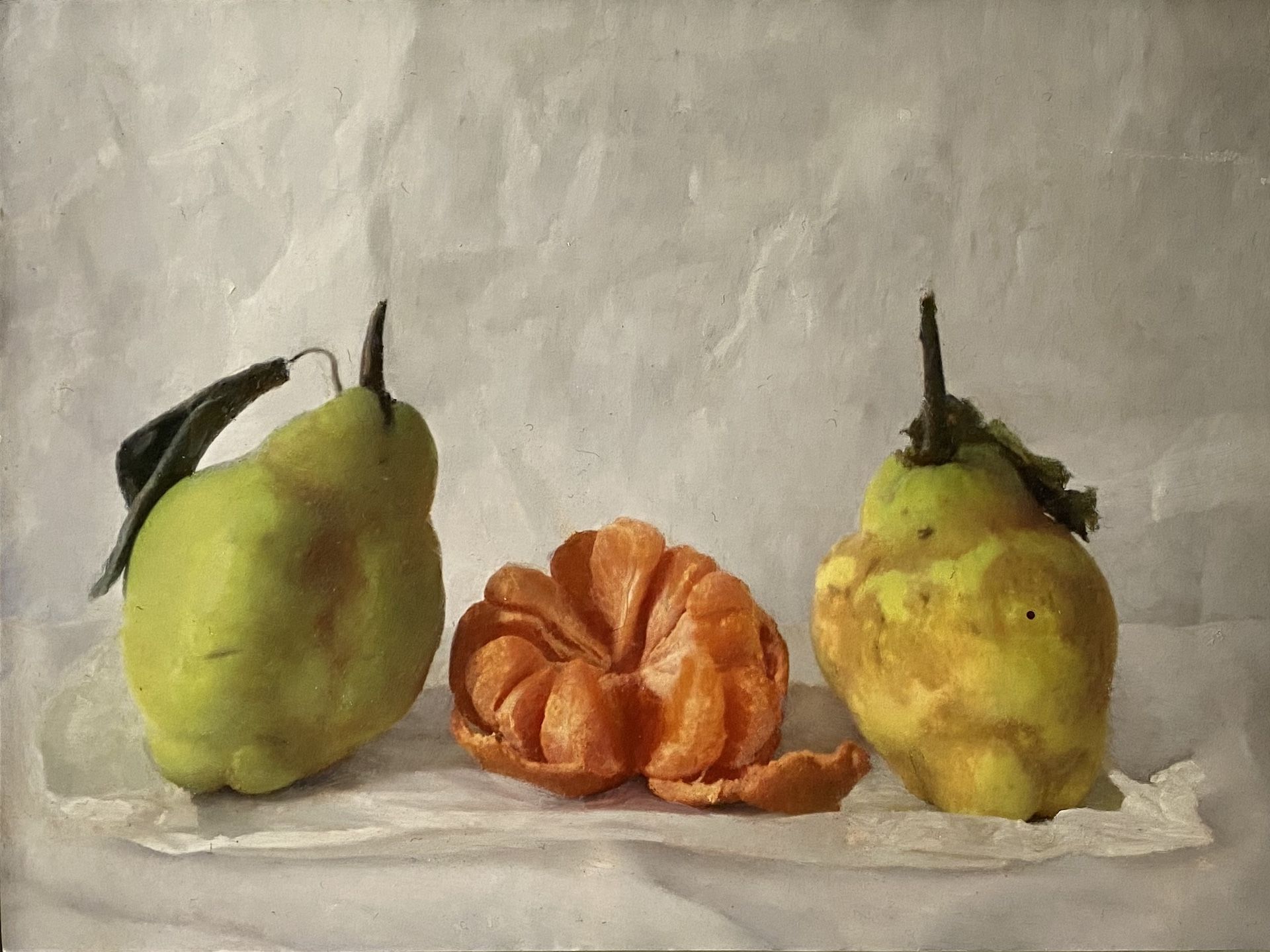Two Pears and a Satsuma by Kate Verrion