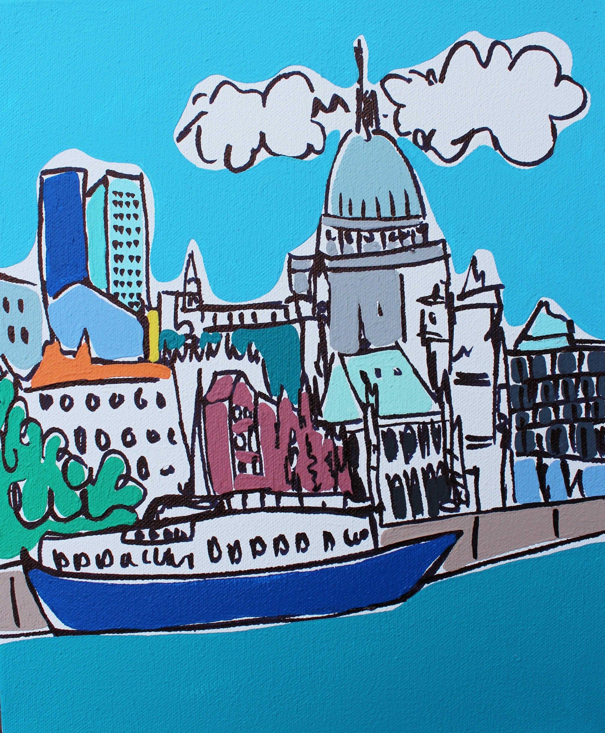 Mini Boat on the Thames by Rachel Tighe