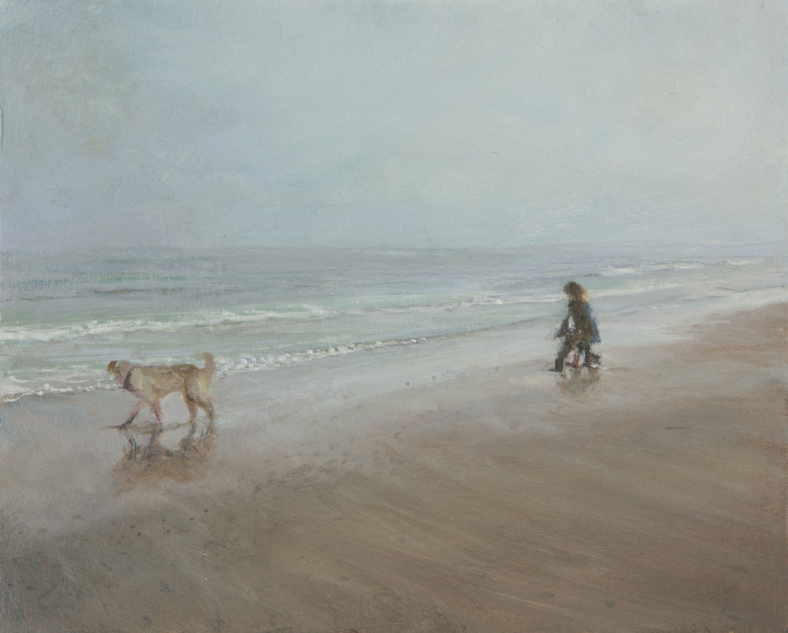 J and P with the dog, Holkham by Sarah Spencer