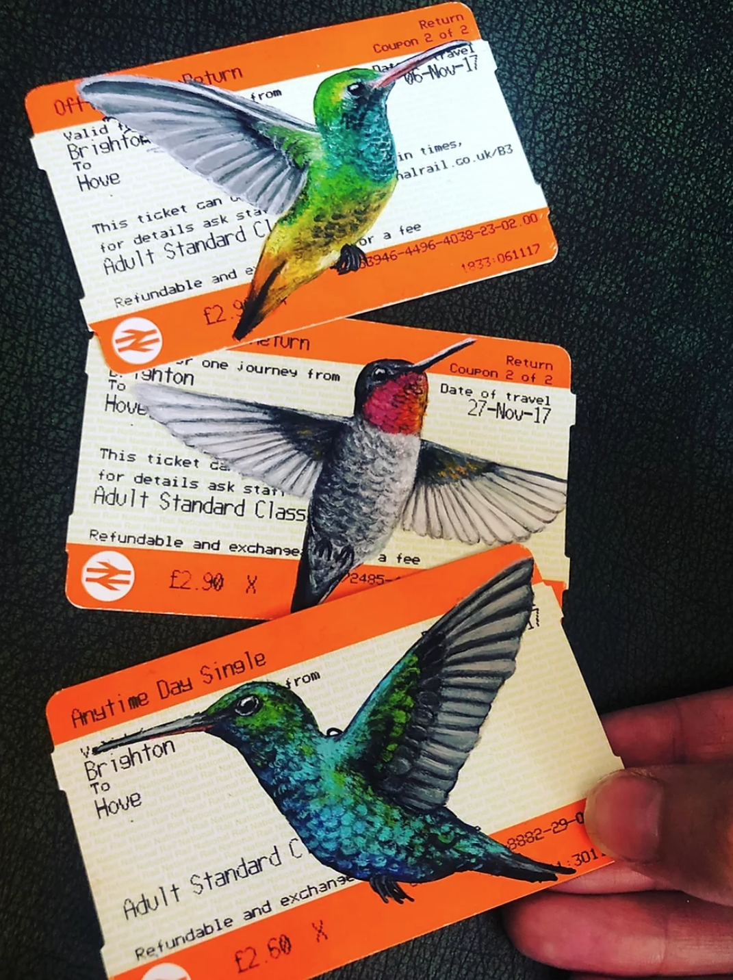 3 Hummingbird Train Tickets by Louise Mcnaught