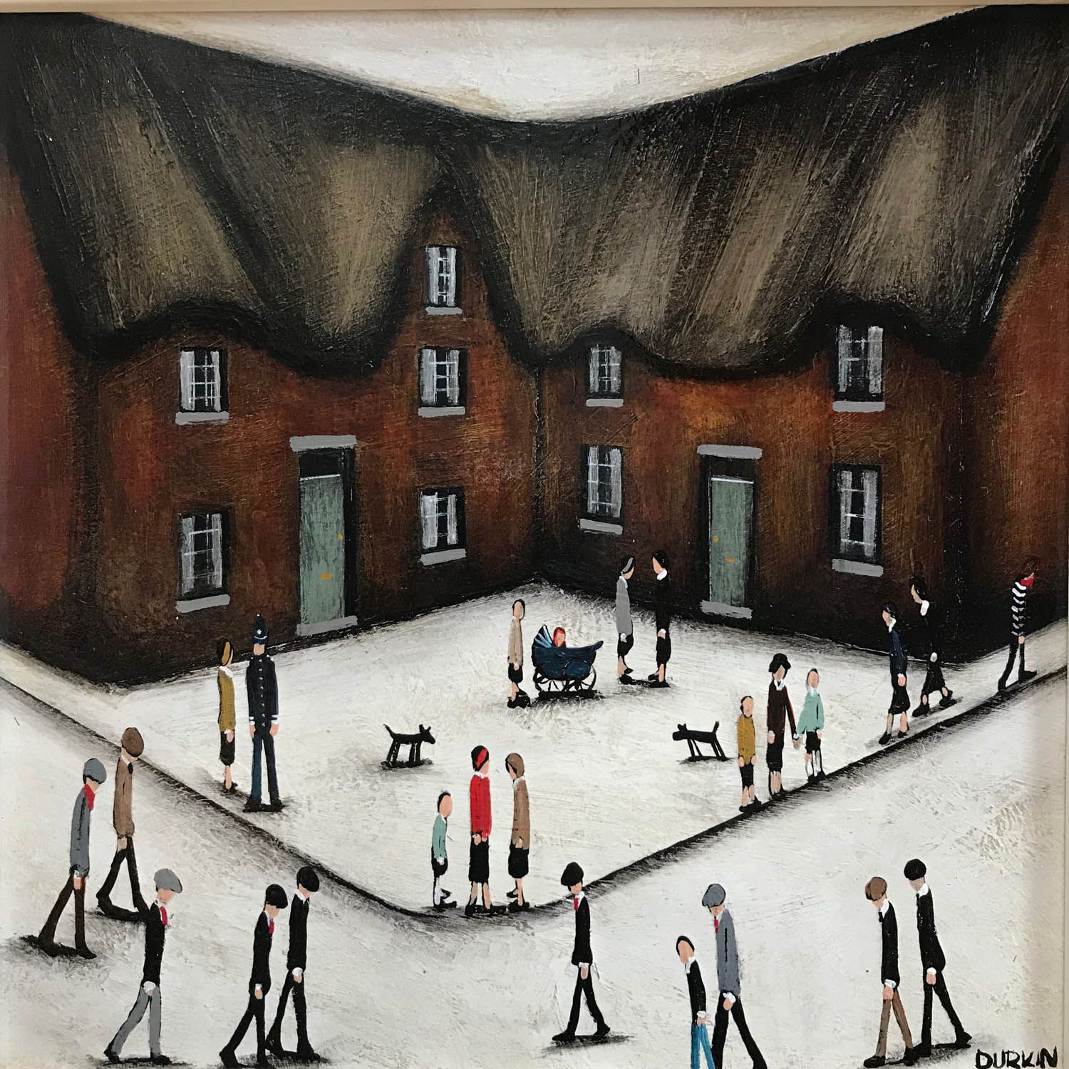 Everyday life, Lowry style art for sale by Sean Durkin