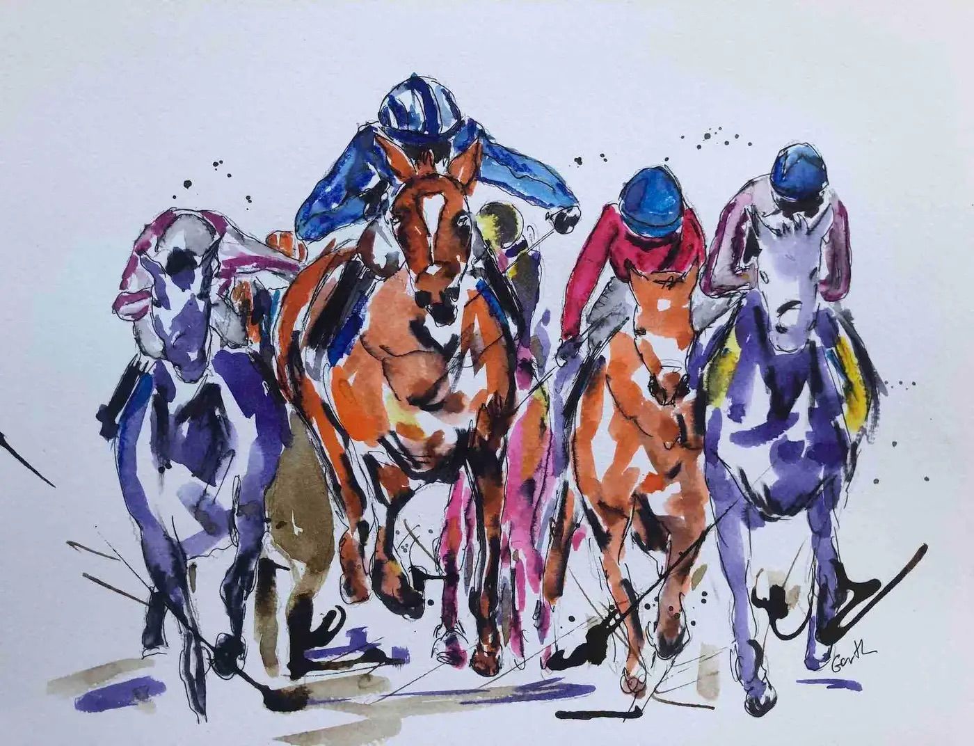 Sprinting Ahead Garth Bayley Horse racing art 1 by Garth Bayley