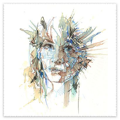 Stepping Back - Mini Print by Carne Griffiths