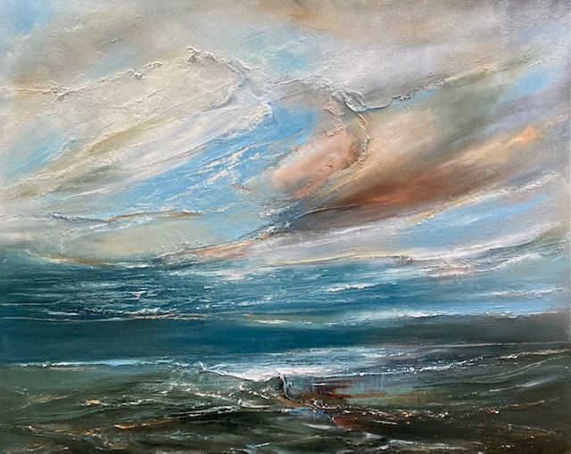 Sunset Over Green Sea by Helen Howells