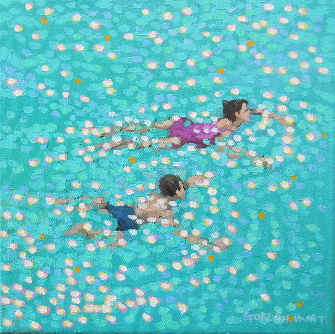 Swim study - turquoise by Gordon Hunt