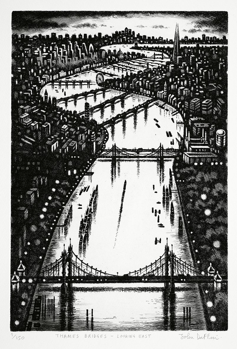 Thames Bridges - Looking East by John Duffin