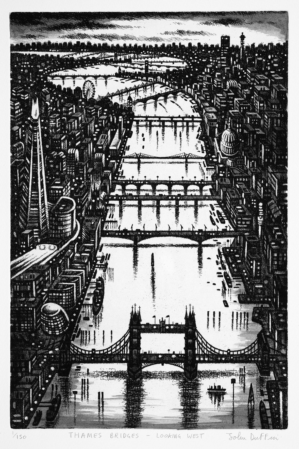 Thames Bridges - Looking West by John Duffin
