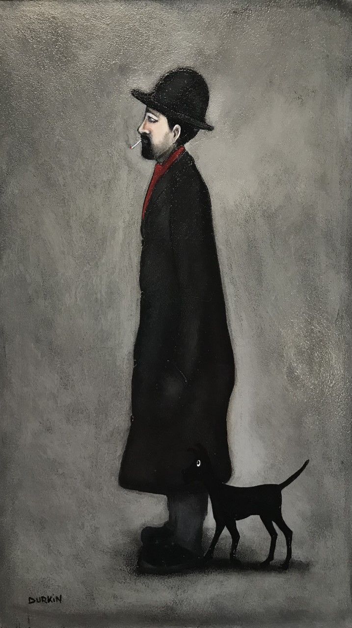 The Man with The Red Scarf and Dog by Sean Durkin