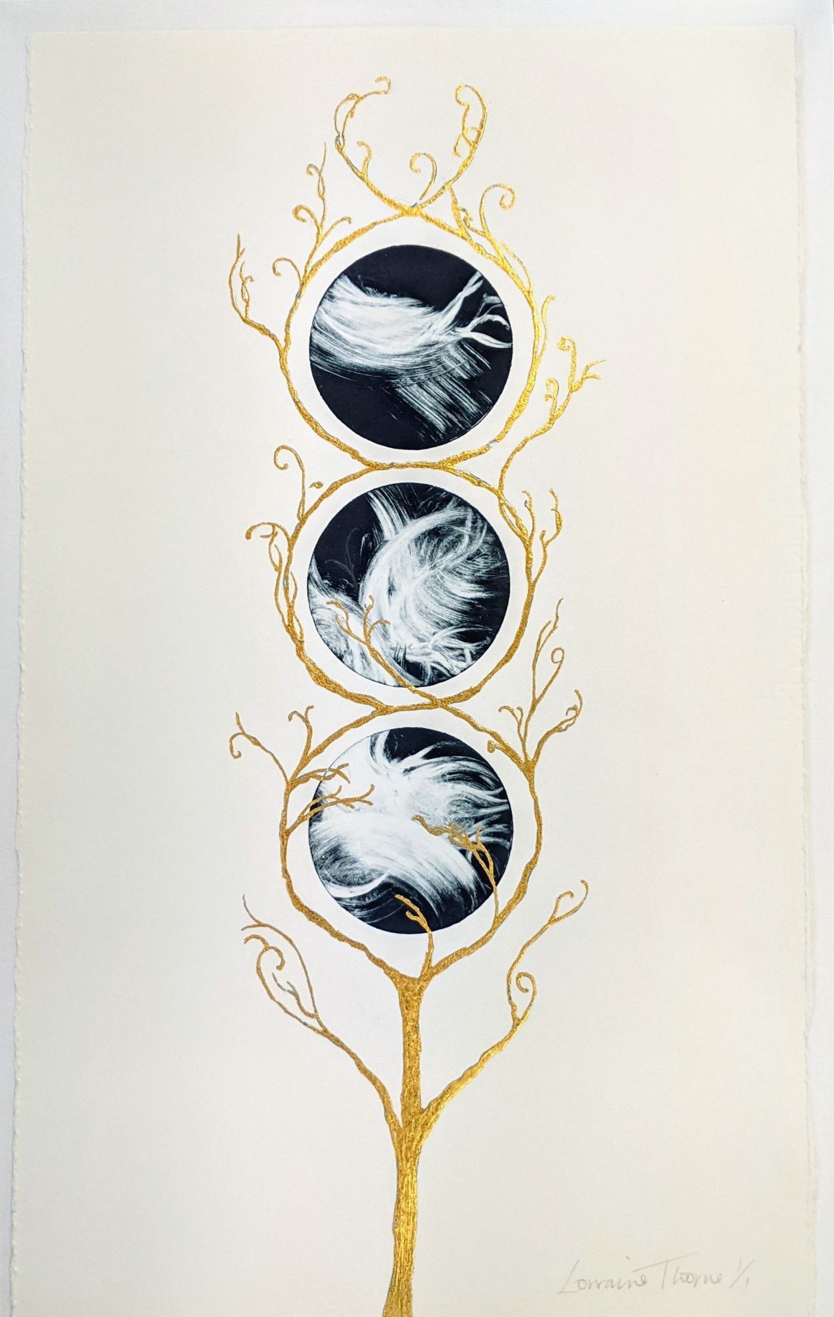 Tree of Life series Monoprint III by Lorraine Thorne