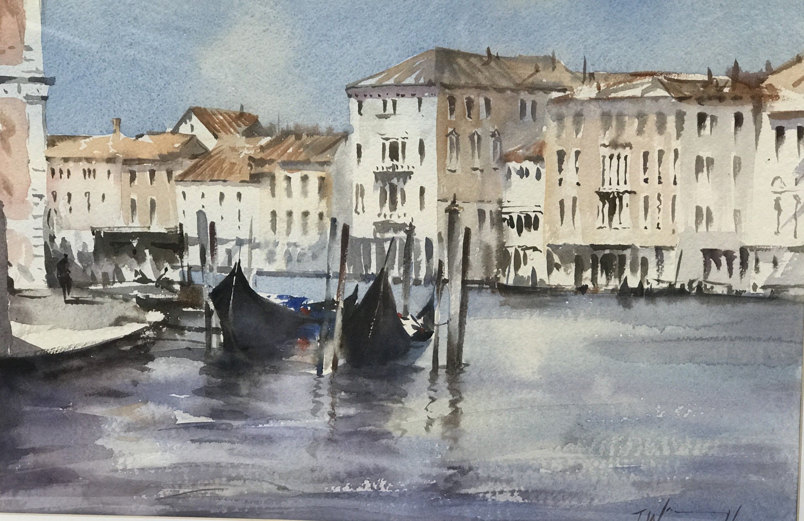 Waiting Gondolas Venice by Trevor Waugh