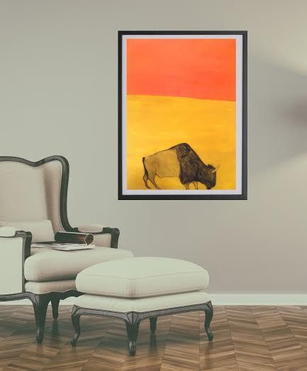 I feel like an African Prince (orange and ochre bison) by Kate Boxer - Secondary Image