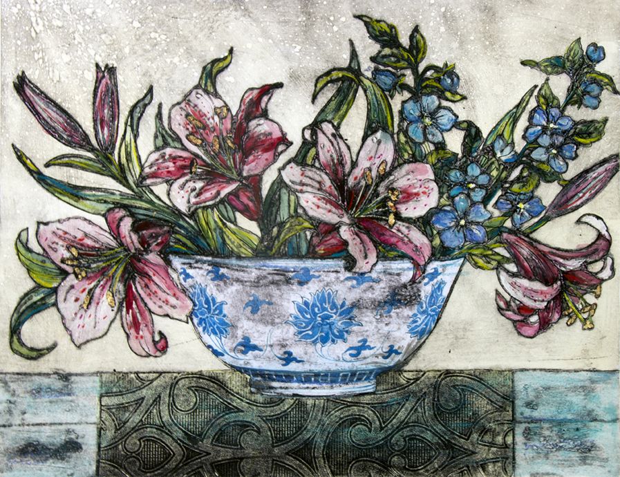 Bowl of lilies by Vicky Oldfield